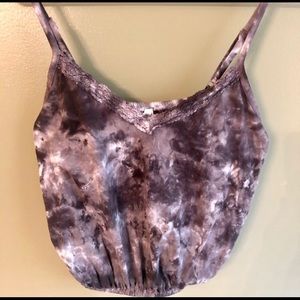 Mudd Grey Tye Dye Cropped Tank Medium